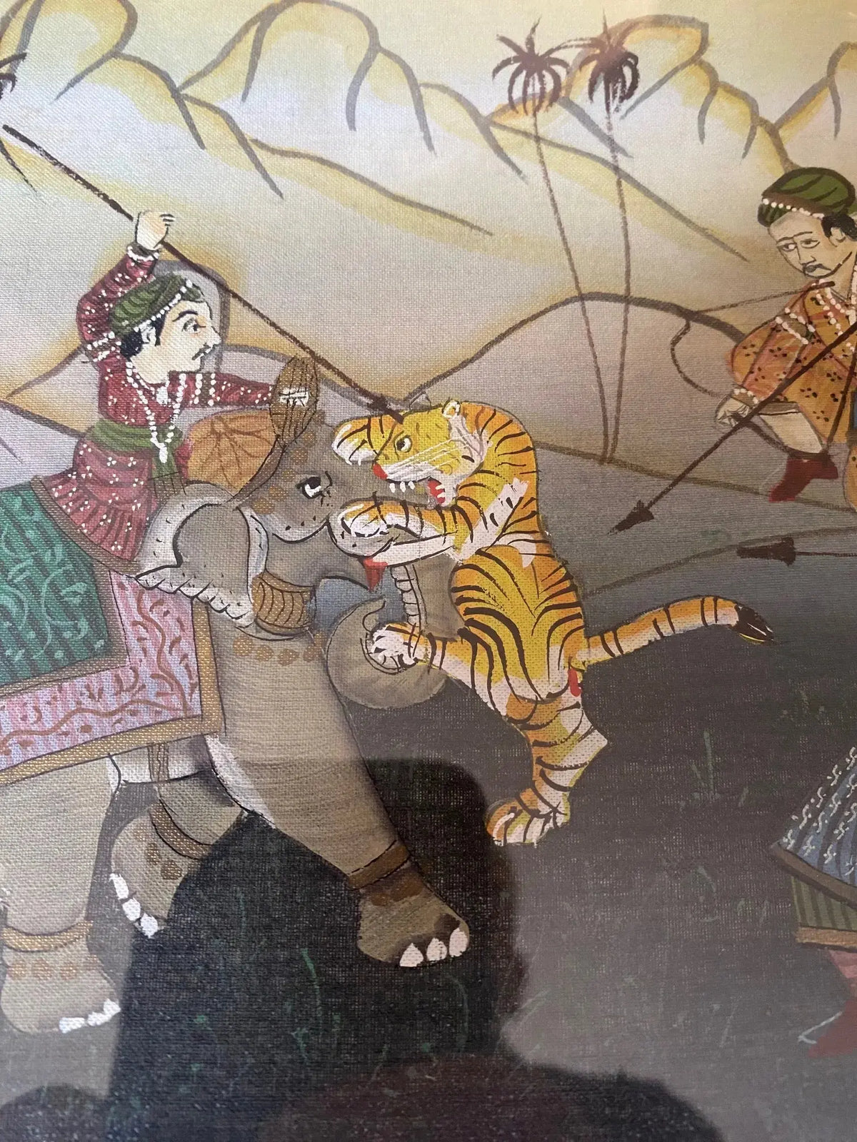 Deux gouaches persanes début XXème "Chasse au tigre" – encadrées-{{shop name}}