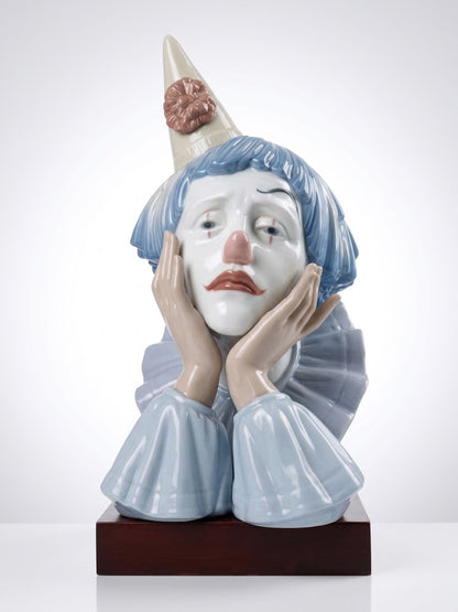Bustes de Clowns Tristes en Porcelaine Lladró par José Puche (31 cm & 27 cm) – Pièces Vintage.