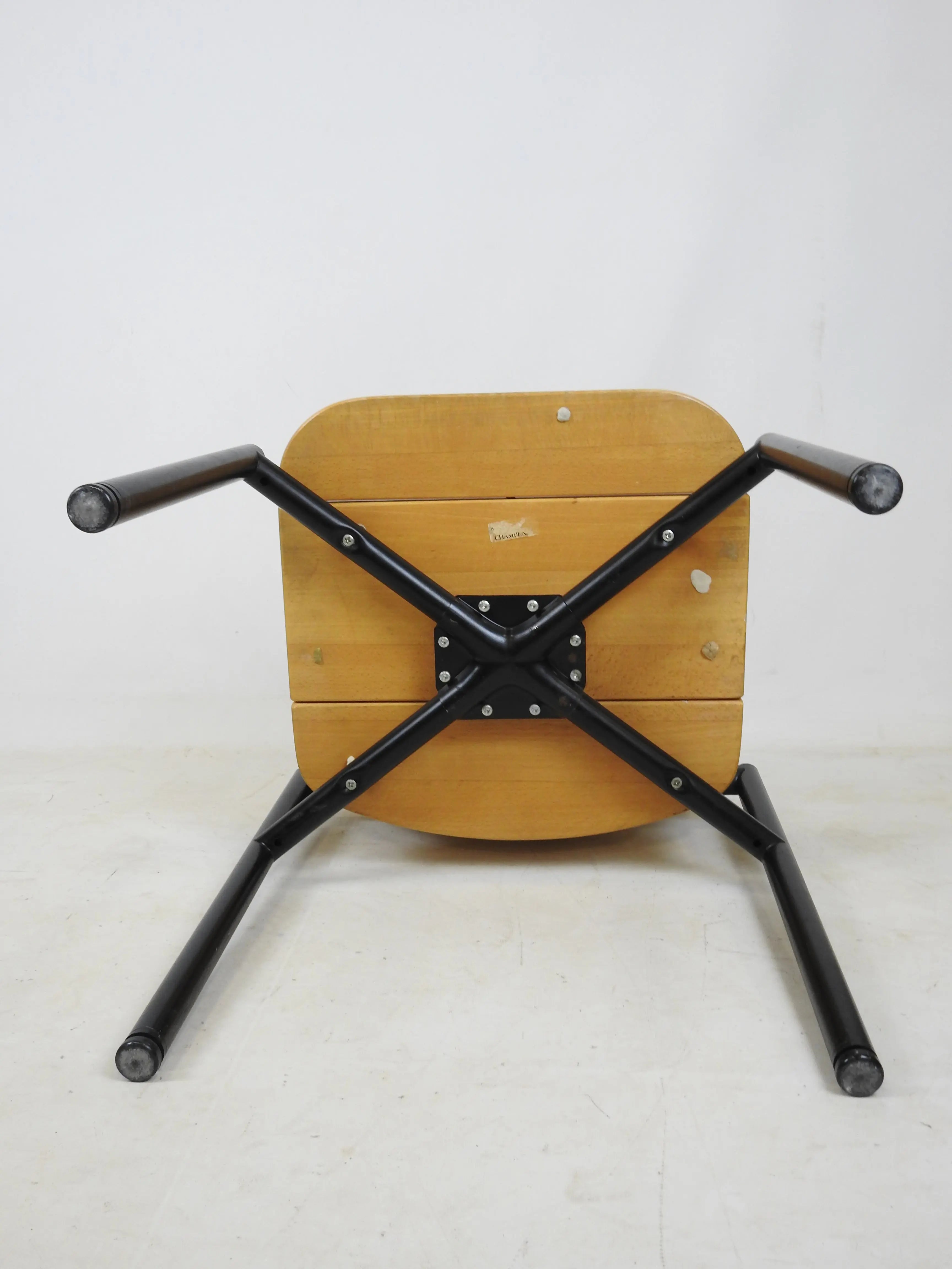 6 Chaises Vintage Martin Stoll Scandinave 60/70 Beige Piètement Noir-{{shop name}}