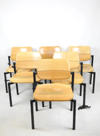 6 Chaises Vintage Martin Stoll Scandinave 60/70 Beige Piètement Noir-{{shop name}}