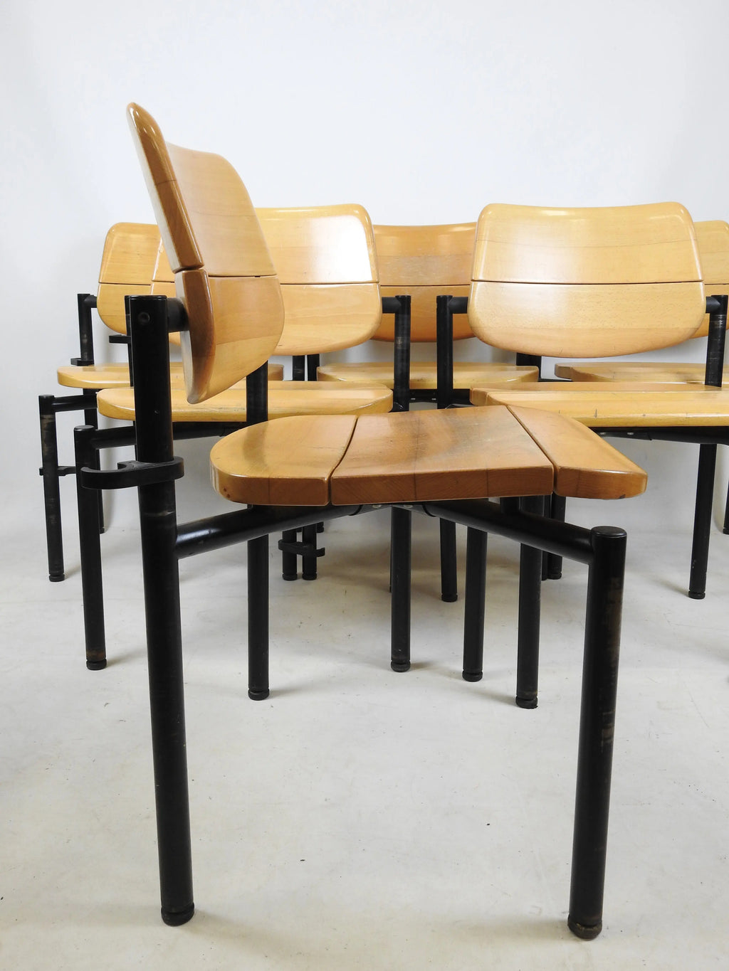 6 Chaises Vintage Martin Stoll Scandinave 60/70 Beige Piètement Noir-{{shop name}}