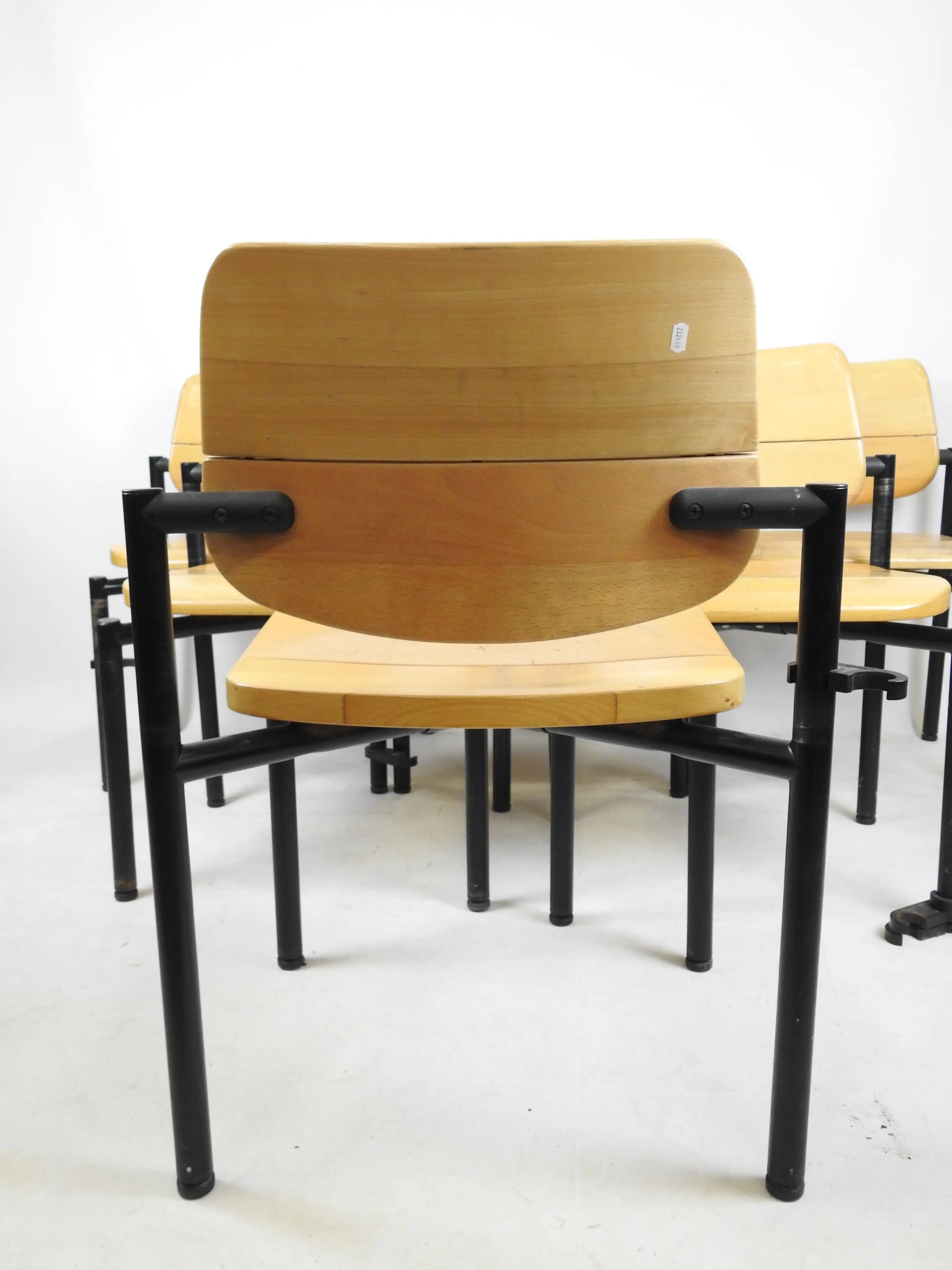 6 Chaises Vintage Martin Stoll Scandinave 60/70 Beige Piètement Noir-{{shop name}}