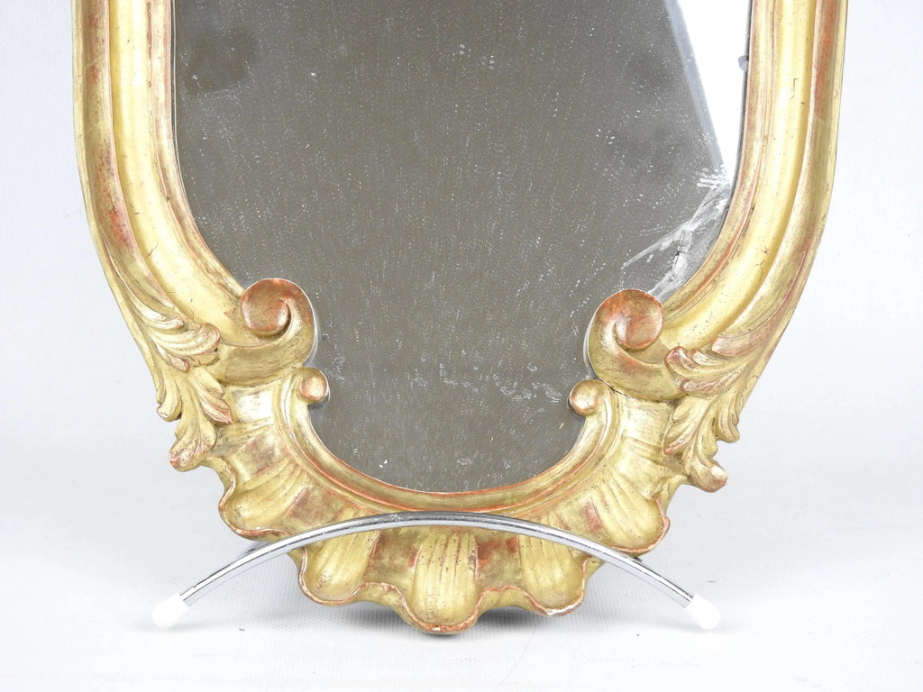 Miroir Louis XV Bois Sculpté Stuc Doré XIXème Siècle, Hauteur 50 cm-{{shop name}}