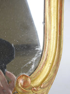 Miroir Louis XV Bois Sculpté Stuc Doré XIXème Siècle, Hauteur 50 cm-{{shop name}}