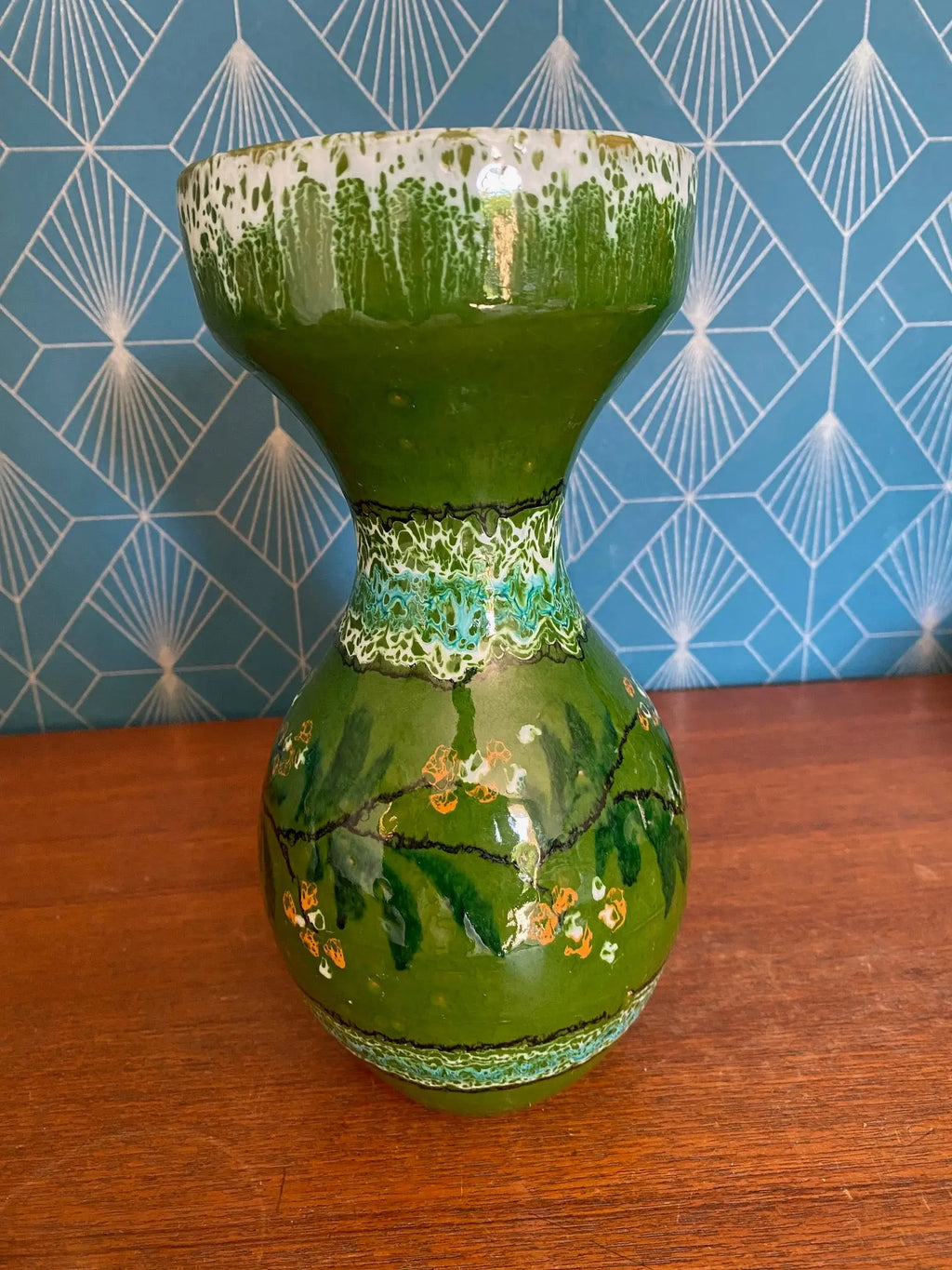 Vase ancien en céramique émaillée, école Italienne Romacréa des années 50. Antiquités de France