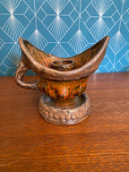 Bougeoir à main ancien, terre cuite, école Italienne Romacréa, des années 60. Antiquités de France