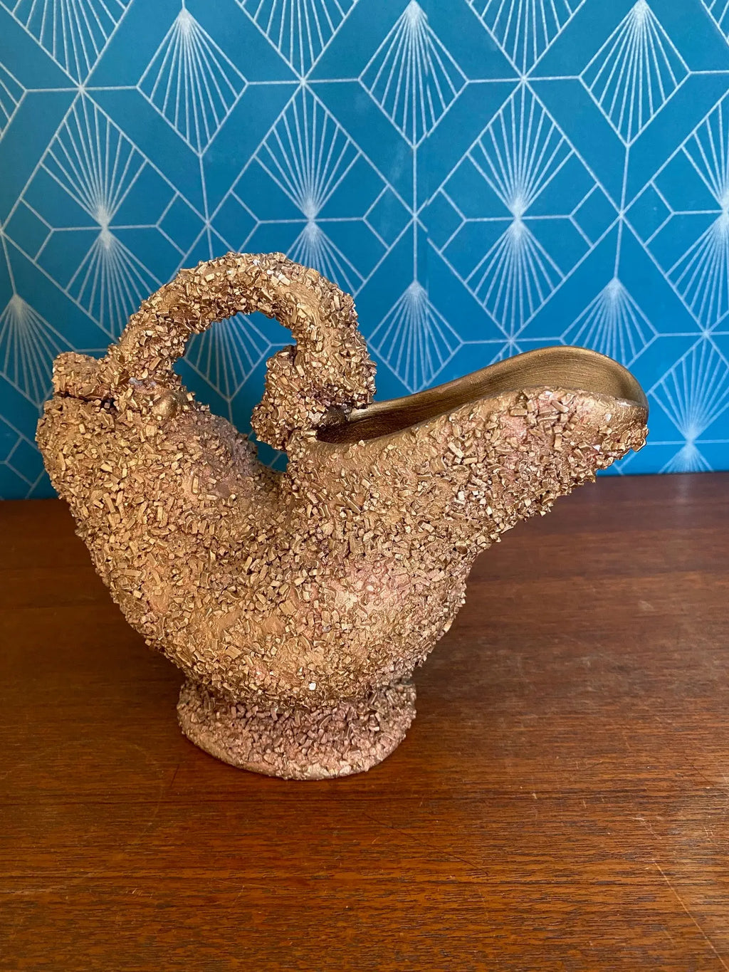 Verseuse ancienne, Céramique vintage, école Italienne Romacréa, des années 60 en grain doré. Antiquités de France