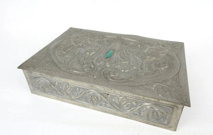 Boîte Étain Art Nouveau Alfred Daguet 25x15 cm Chimères Coffrage Bois-{{shop name}}