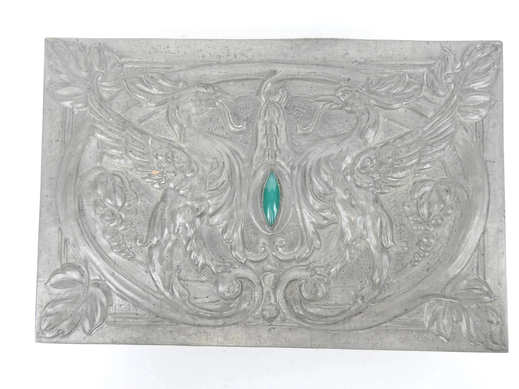 Boîte Étain Art Nouveau Alfred Daguet 25x15 cm Chimères Coffrage Bois-{{shop name}}