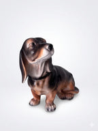 Porcelaine Sitzendorf XIXe L25cm Exceptionnel Grand Teckel | Rare Figurine Chien Allemagne 1884-1902 | Antiquité de Collection