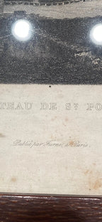 Gravure signée du XIXème siècle, encadrée, sous verre. Château de St Point en Soane et Loire. Antiquités de France