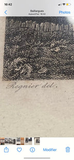 Gravure signée du XIXème siècle, encadrée, sous verre. Château de St Point en Soane et Loire. Antiquités de France