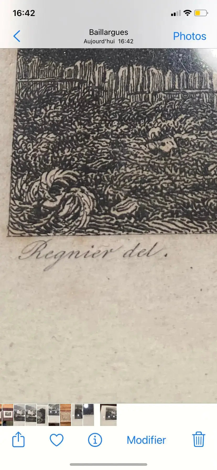 Gravure signée du XIXème siècle, encadrée, sous verre. Château de St Point en Soane et Loire. Antiquités de France