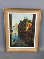 Huile sur toile, école moderne du XXème, signé Faure. Vue de Paris. ou Londres. Antiquités de France