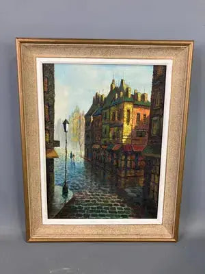 Huile sur toile, école moderne du XXème, signé Faure. Vue de Paris. ou Londres. Antiquités de France