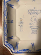 Assiette Chinoise du XIXème COURONNE MONOGRAMMEE, Hong Kong, Wong Li, fait main Antiquités de France