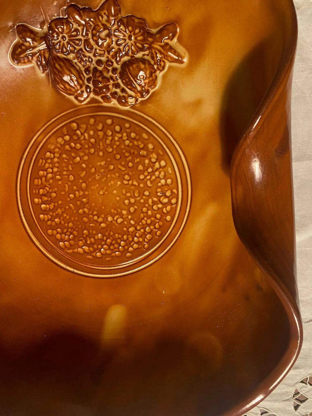 Coupe ancienne en grès, début XXème, coupe à fruits, repliée, rare. Antiquités de France