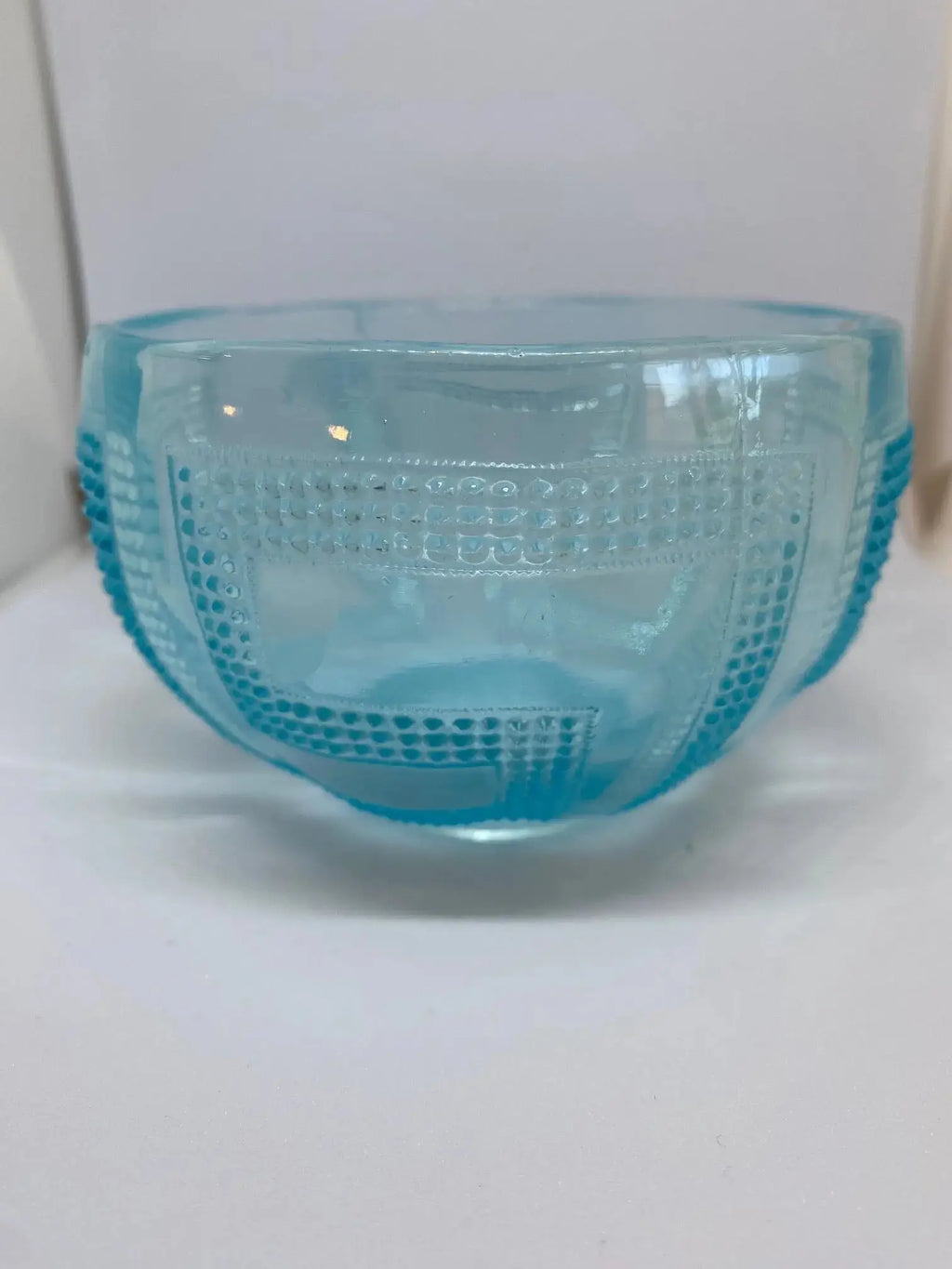 Petite coupe verre moulé Portieux – Art Déco, 10,5 cm diamètre, 7 cm haut, rare-{{shop name}}
