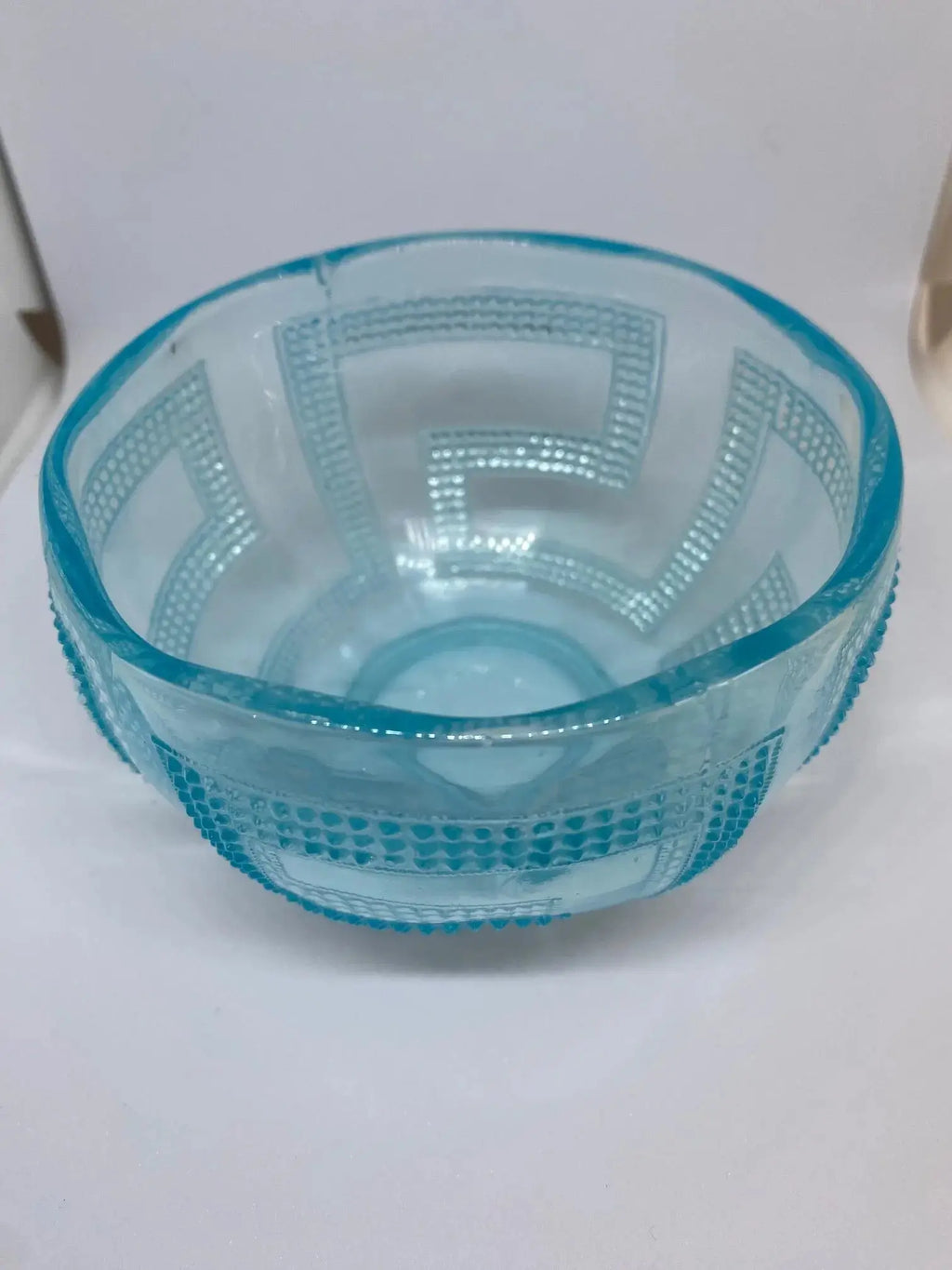Petite coupe verre moulé Portieux – Art Déco, 10,5 cm diamètre, 7 cm haut, rare-{{shop name}}