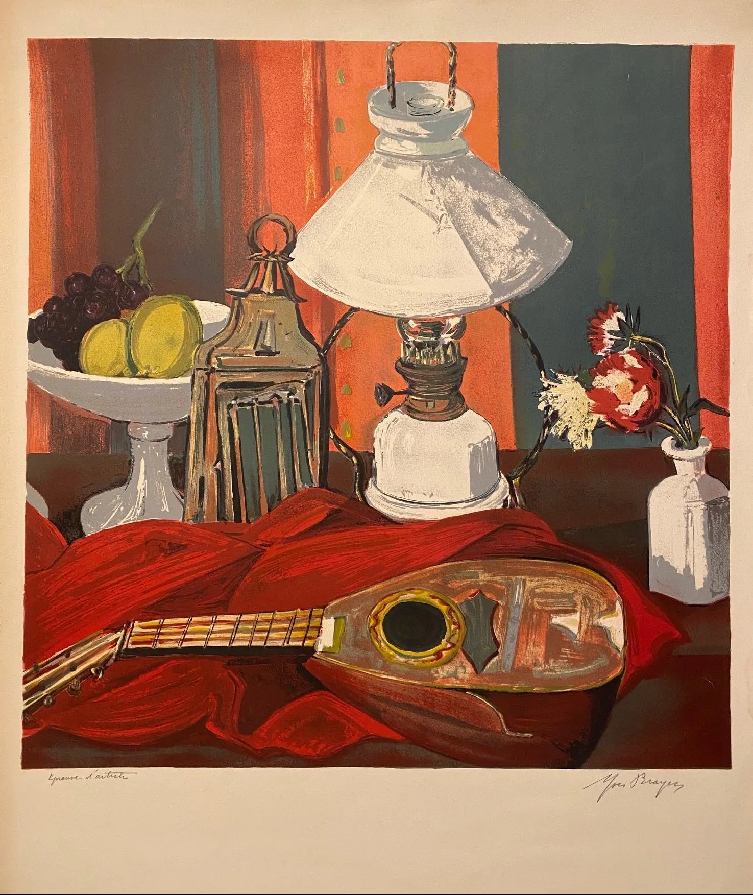 Lithographie Yves Brayer, signée, épreuve d'artiste, exposition de 1969, unique