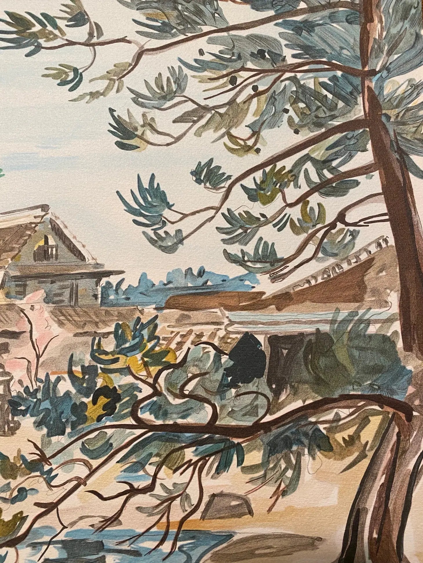 LITHOGRAPHIE ancienne Y. Brayer, signé, numéroté, 52/60, paysage du Japon, 1971. Antiquités de France