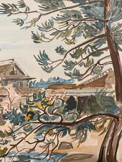 LITHOGRAPHIE ancienne Y. Brayer, signé, numéroté, 52/60, paysage du Japon, 1971. Antiquités de France
