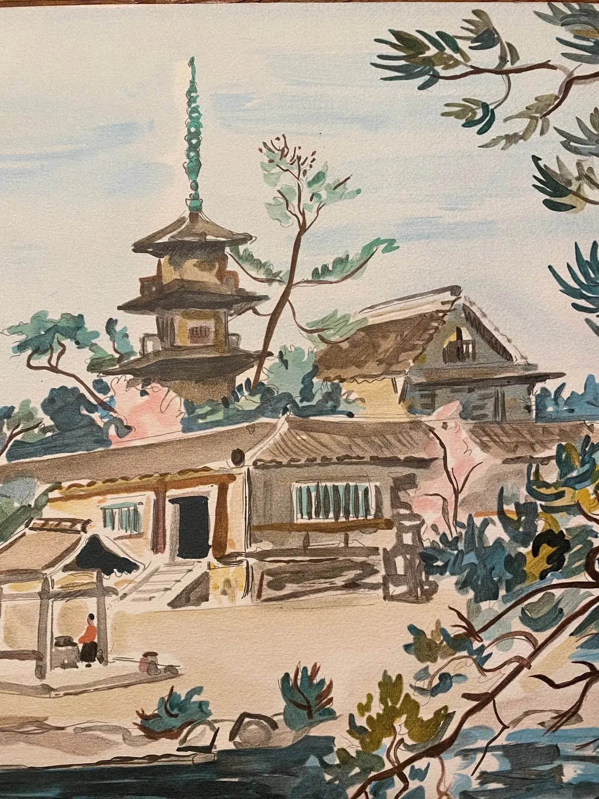 LITHOGRAPHIE ancienne Y. Brayer, signé, numéroté, 52/60, paysage du Japon, 1971. Antiquités de France