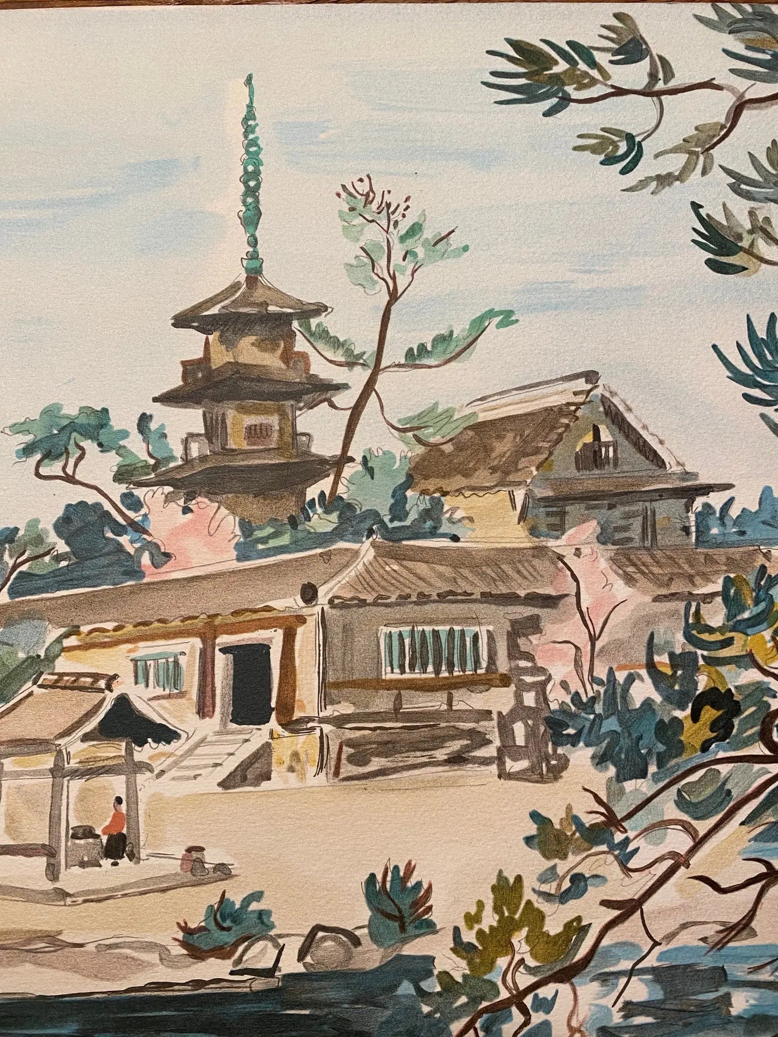 LITHOGRAPHIE ancienne Y. Brayer, signé, numéroté, 52/60, paysage du Japon, 1971. Antiquités de France