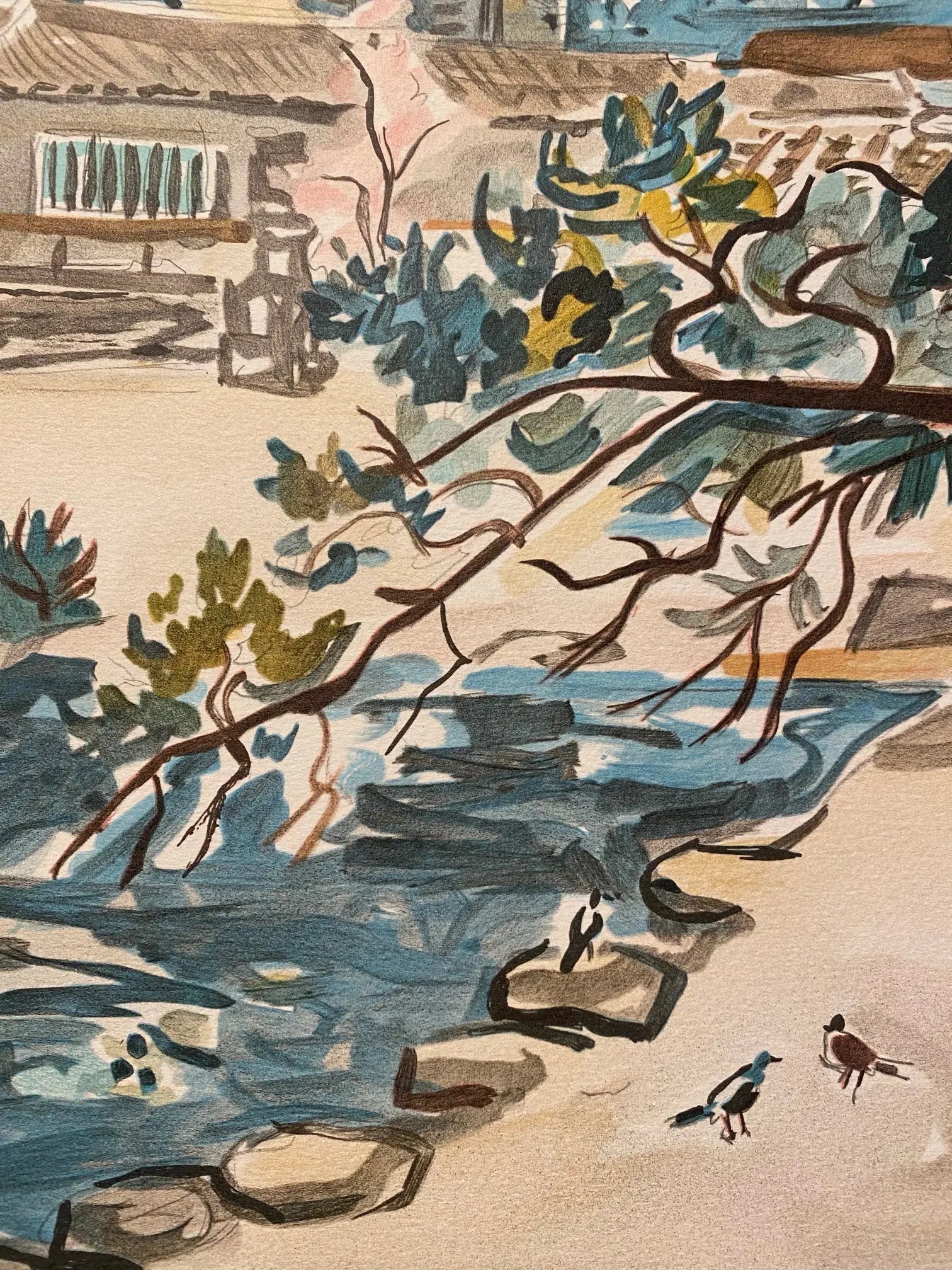 LITHOGRAPHIE ancienne Y. Brayer, signé, numéroté, 52/60, paysage du Japon, 1971. Antiquités de France