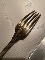 Orfèvrerie Argental époque art déco, FOURCHETTE ET COUTEAU, métal argenté, LAME INOX. Antiquités de France