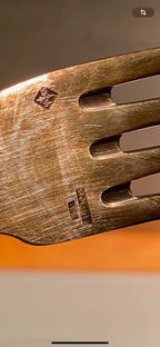 Orfèvrerie Argental époque art déco, FOURCHETTE ET COUTEAU, métal argenté, LAME INOX. Antiquités de France