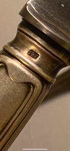 Orfèvrerie Argental époque art déco, FOURCHETTE ET COUTEAU, métal argenté, LAME INOX. Antiquités de France