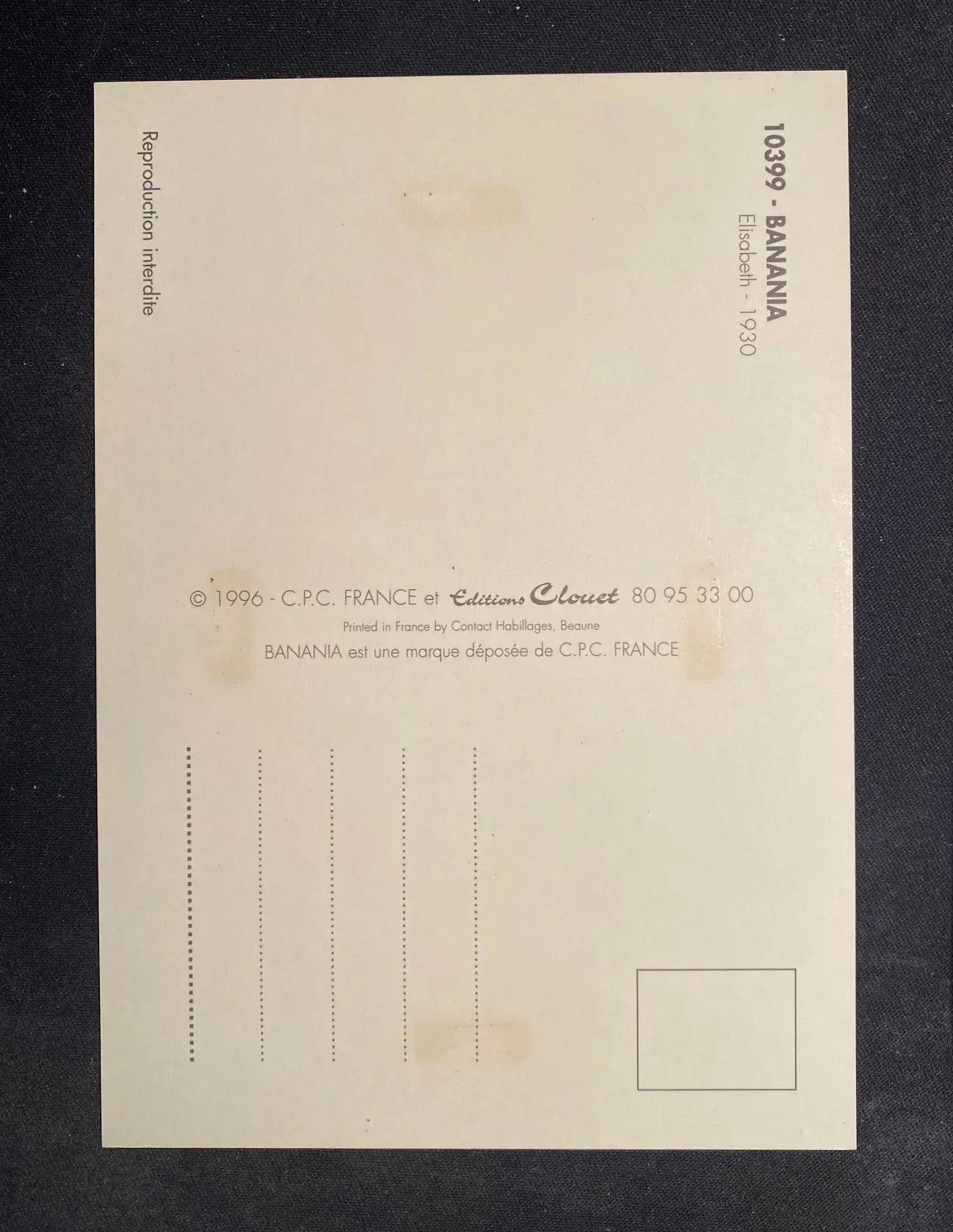 BANANIA, MEUNIER, PHOSCAO, AUBELS, 4 sous verre, 4 publicité sur carte postale.