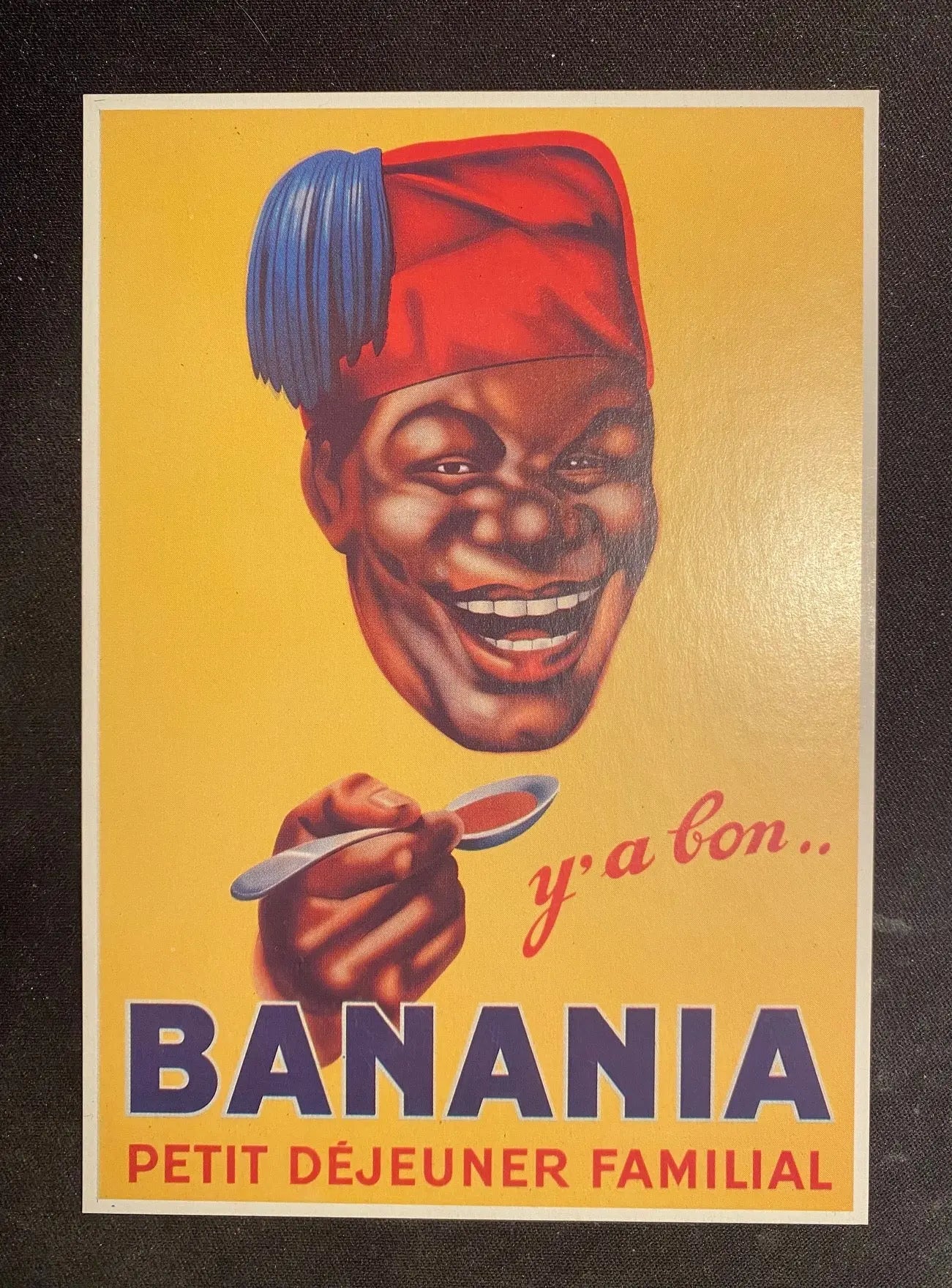 BANANIA, MEUNIER, PHOSCAO, AUBELS, 4 sous verre, 4 publicité sur carte postale. Antiquités de France