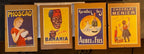 BANANIA, MEUNIER, PHOSCAO, AUBELS, 4 sous verre, 4 publicité sur carte postale. Antiquités de France