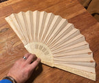 Ancien éventail du XIXème siècle au décors japonisant. Belle taille. Antiquités de France
