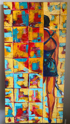 Art contemporain, Huile sur toile signée , inspirée du film Nikita, pièce unique. Par Zély. Antiquités de France