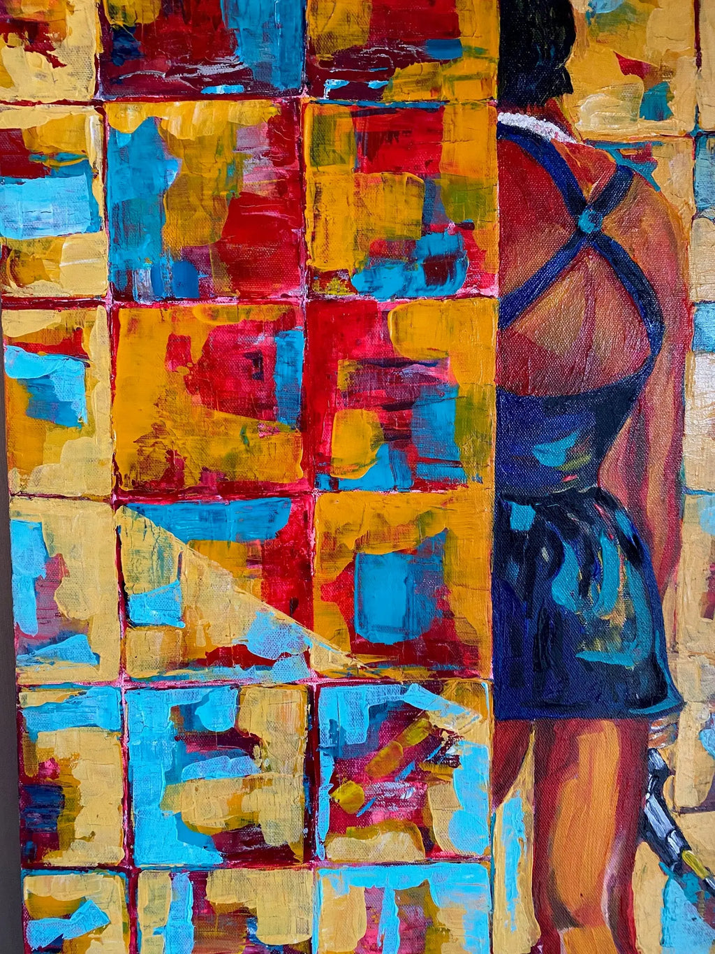 Art contemporain, Huile sur toile signée , inspirée du film Nikita, pièce unique. Par Zély. Antiquités de France