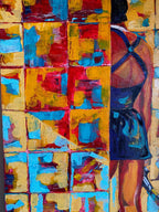 Art contemporain, Huile sur toile signée , inspirée du film Nikita, pièce unique. Par Zély. Antiquités de France