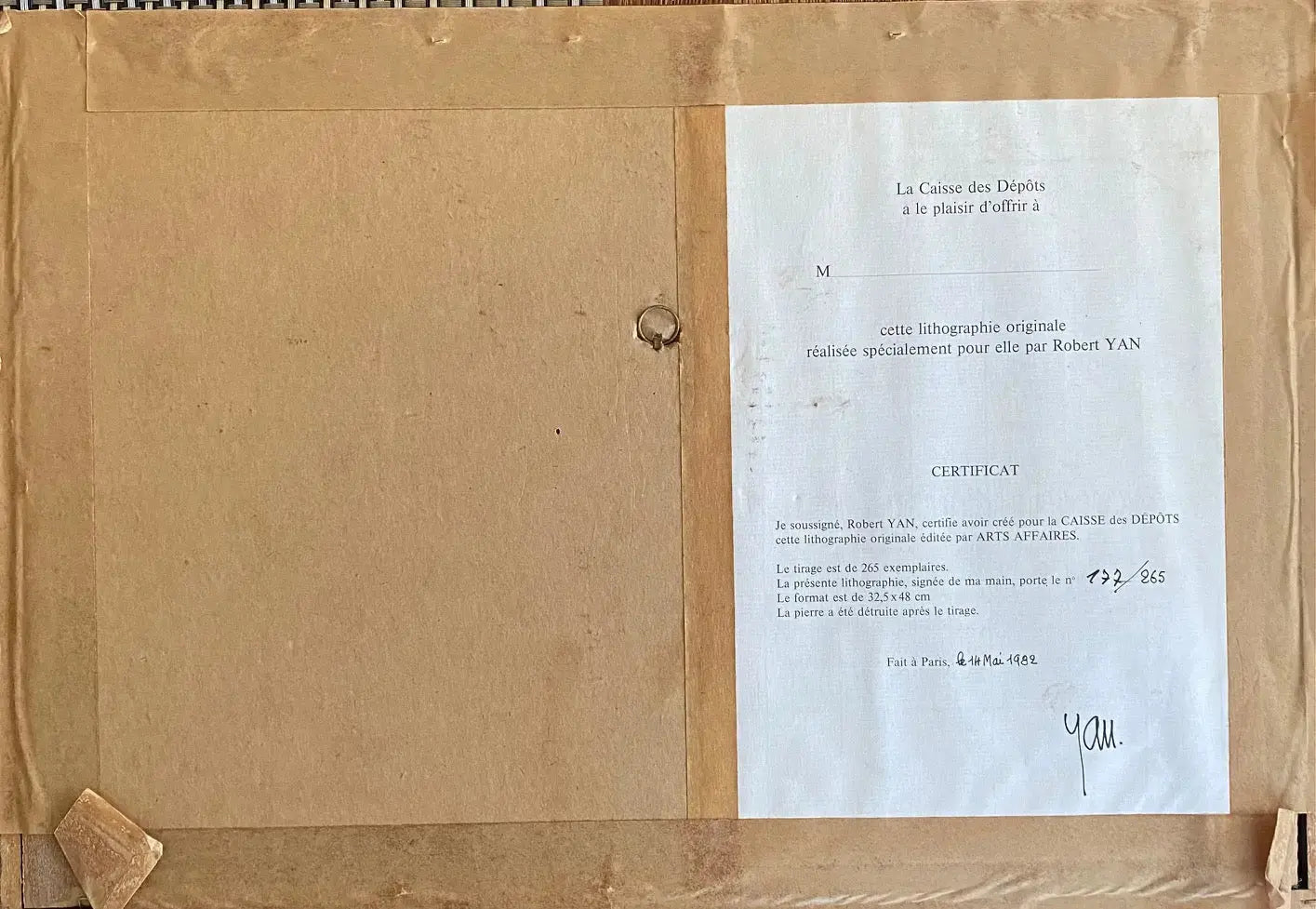 Lithographie marine signée Robert Yan 1982, numérotée, Bretagne, encadrée sous verre-{{shop name}}
