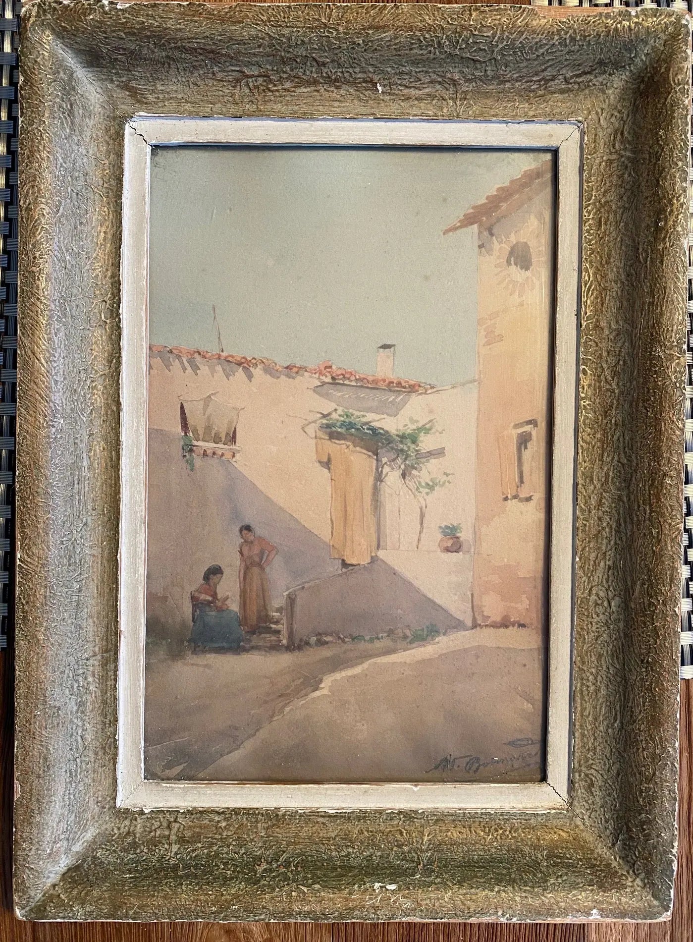 Orientalisme, Aquarelle signé, Alexandre BONNARDEL 1867-1942, encadré sous verre Antiquités de France