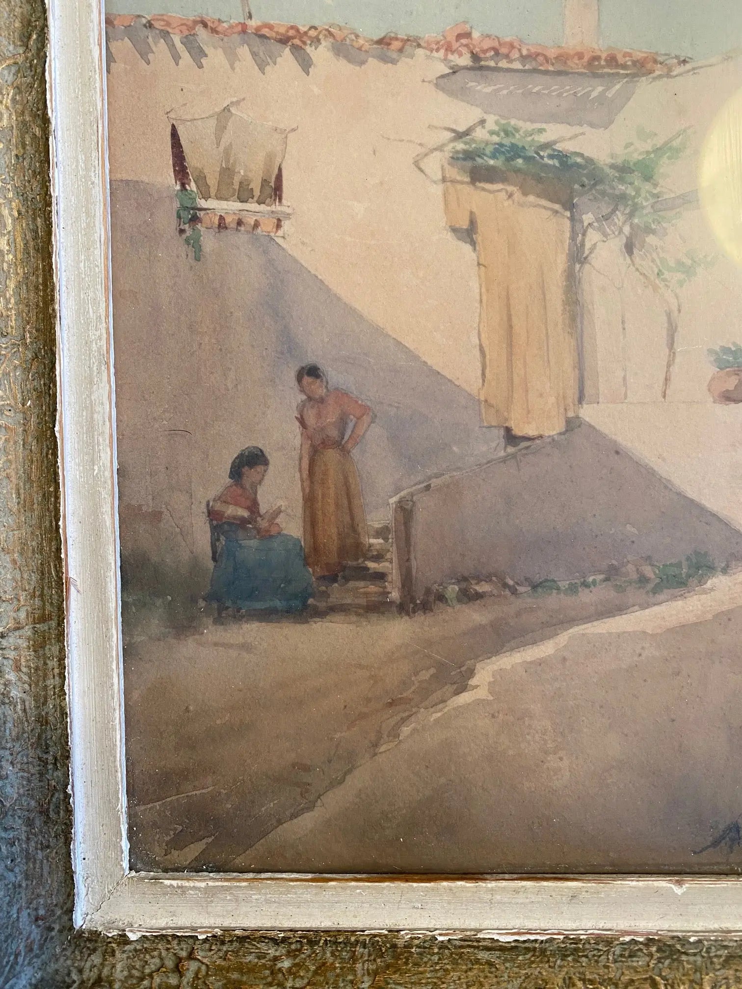 Orientalisme, Aquarelle signé, Alexandre BONNARDEL 1867-1942, encadré sous verre Antiquités de France