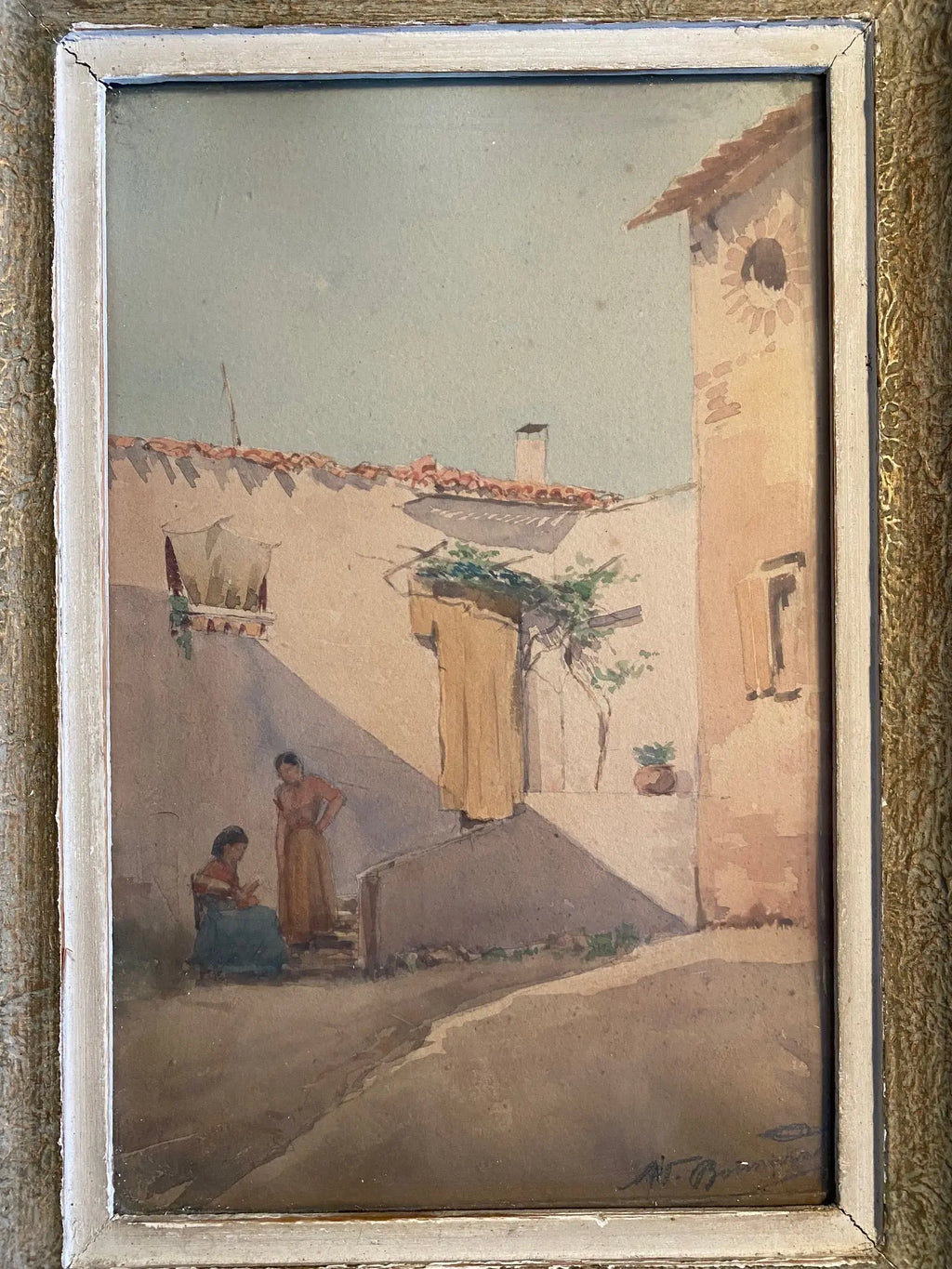 Orientalisme, Aquarelle signé, Alexandre BONNARDEL 1867-1942, encadré sous verre Antiquités de France