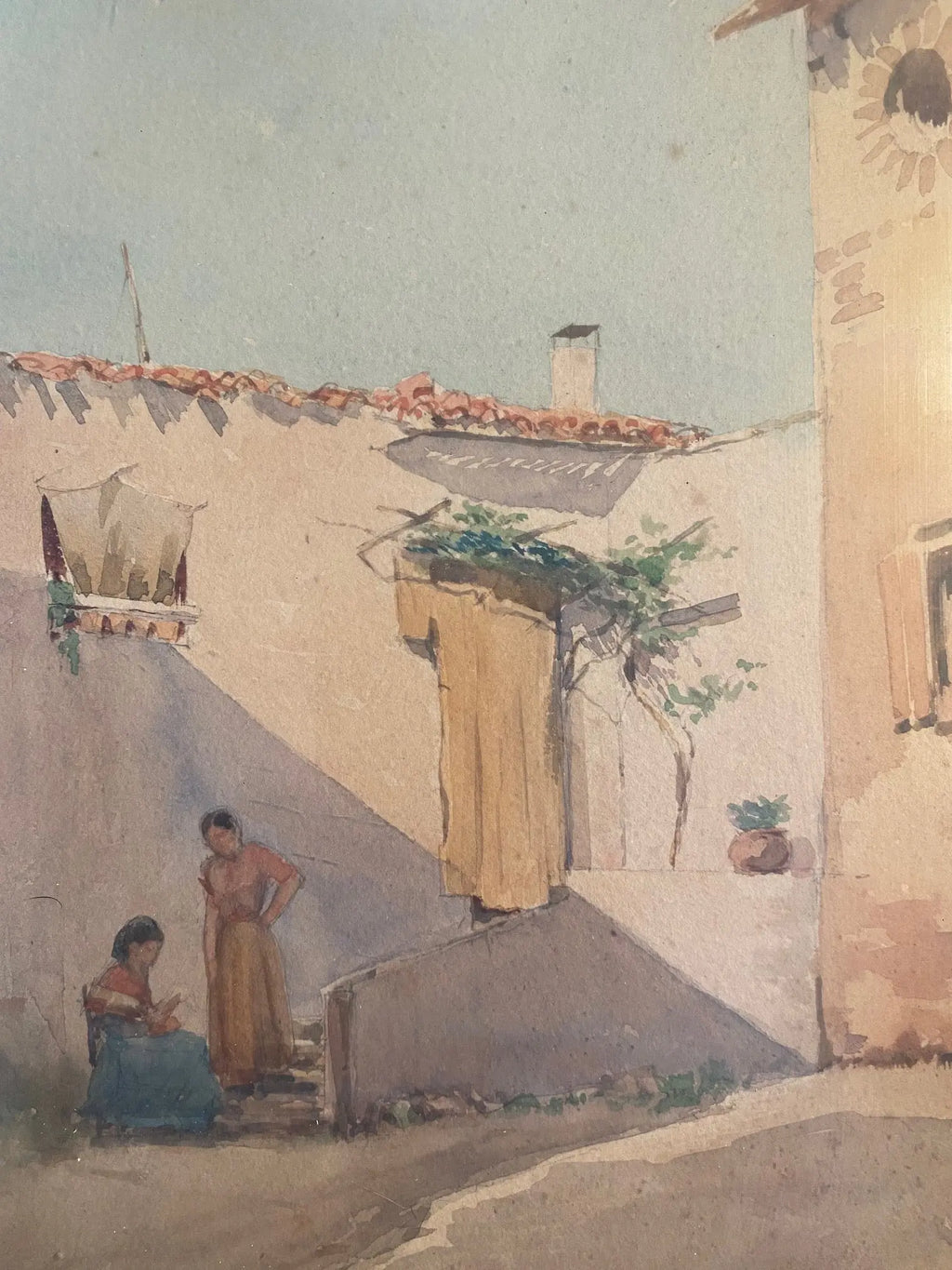 Orientalisme, Aquarelle signé, Alexandre BONNARDEL 1867-1942, encadré sous verre Antiquités de France