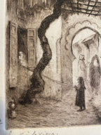 Dessin à l'encre signé, Edmond Valès, orientaliste, début XXème, épreuve artiste Antiquités de France