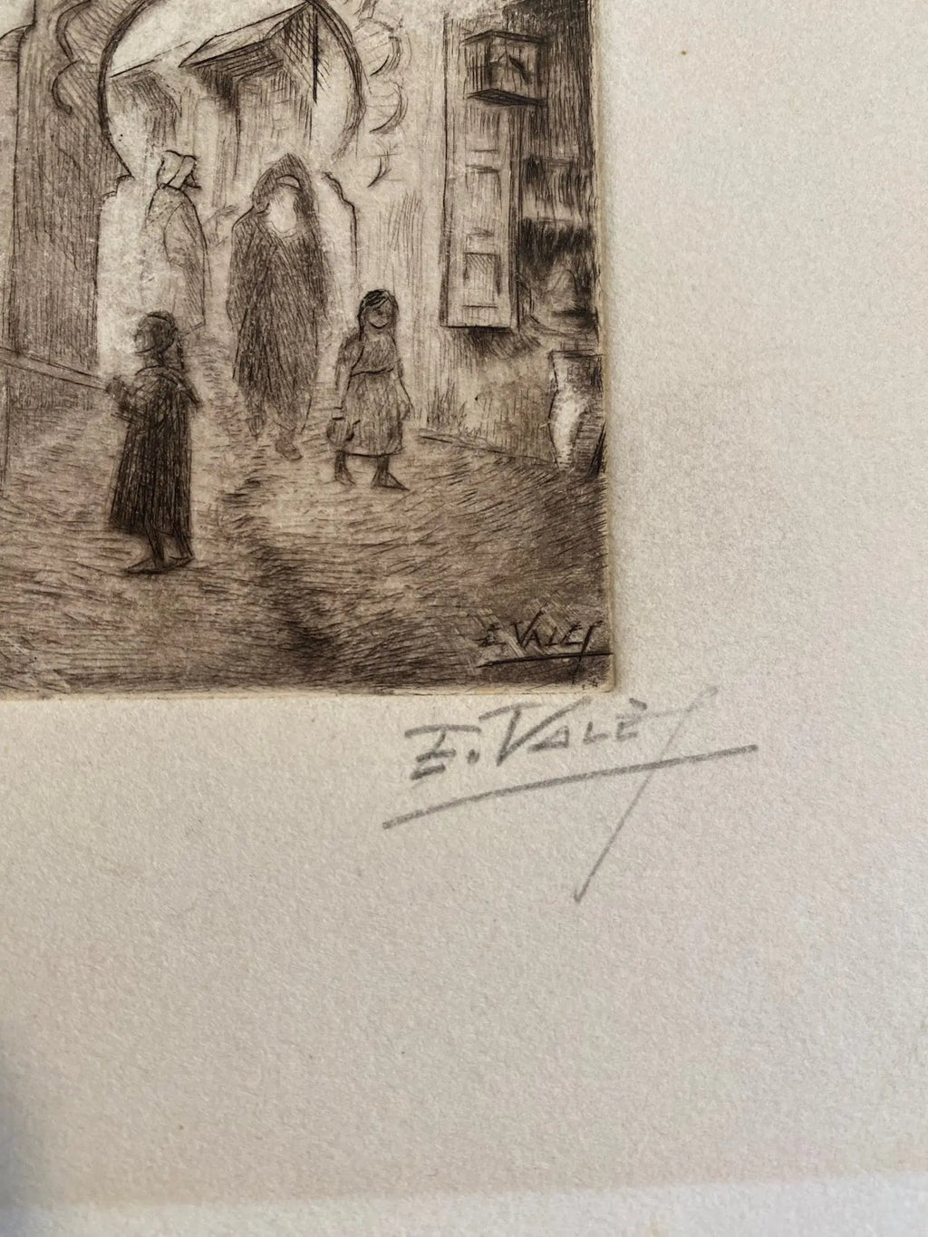 Dessin à l'encre signé, Edmond Valès, orientaliste, début XXème, épreuve artiste Antiquités de France
