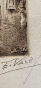 Dessin à l'encre signé, Edmond Valès, orientaliste, début XXème, épreuve artiste Antiquités de France