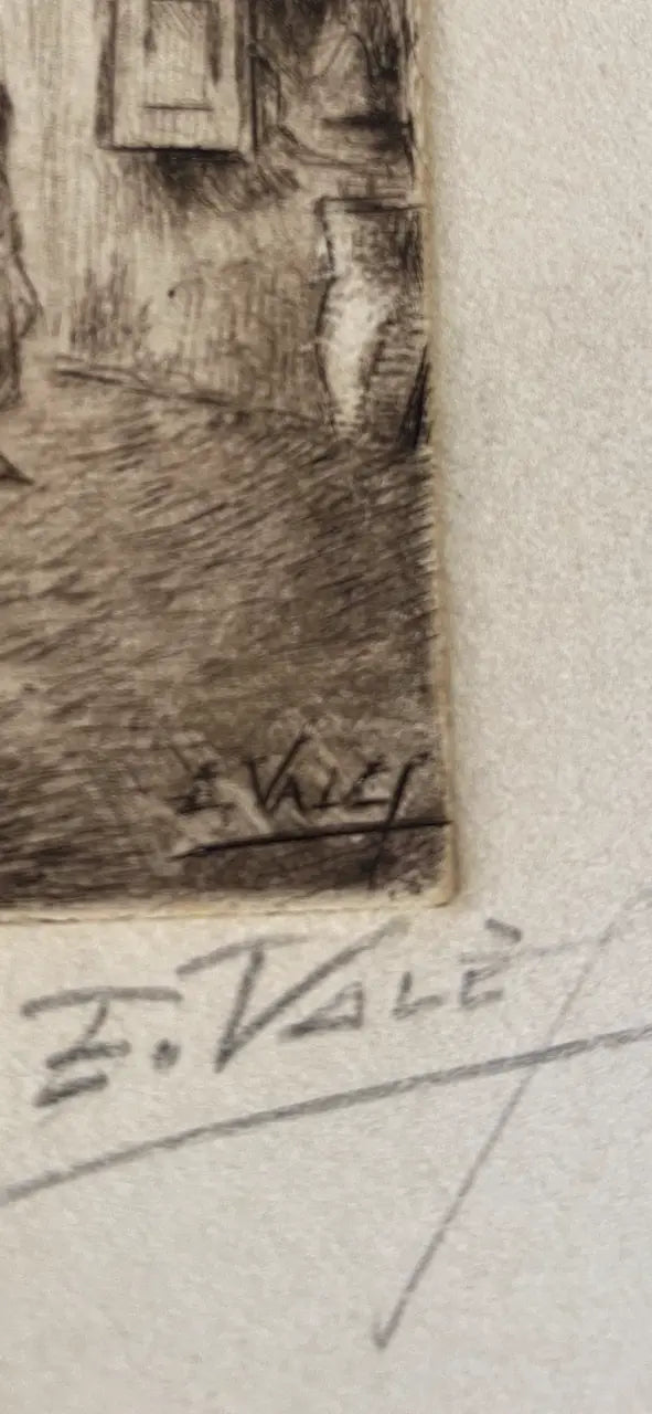 Dessin à l'encre signé, Edmond Valès, orientaliste, début XXème, épreuve artiste Antiquités de France