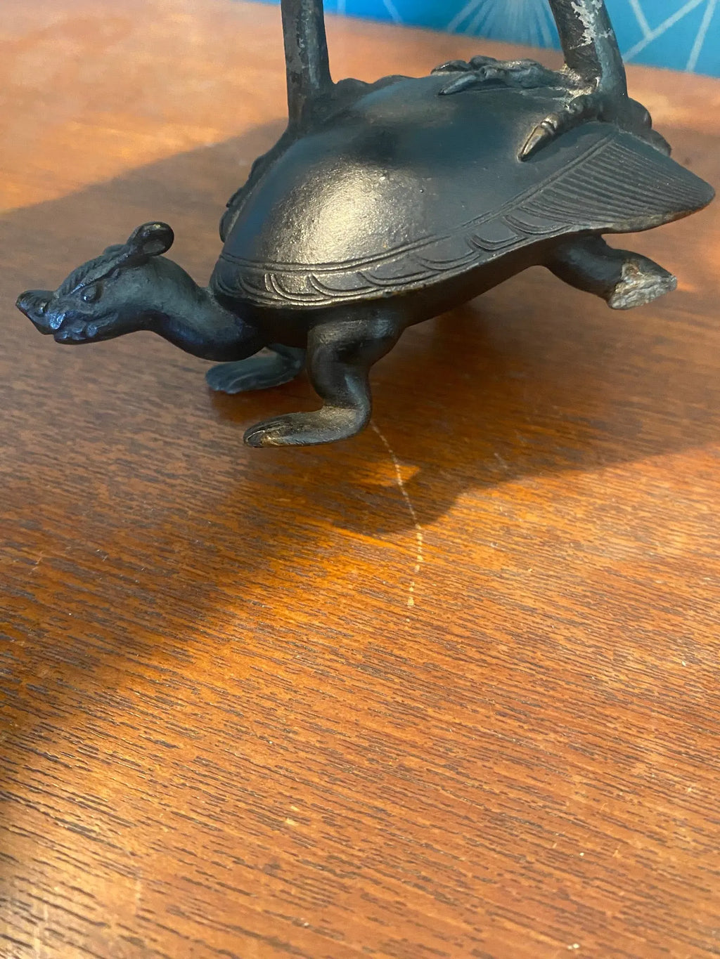 BRONZE ancien XIXème, GRUE SUR TORTUE MINOGAME, chine japon XIXe Antiquités de France