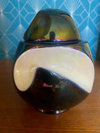 Céramique Française vintage, reflets métalliques irisés. 2 nécessaires de fumeurs, numérotées. Antiquités de France